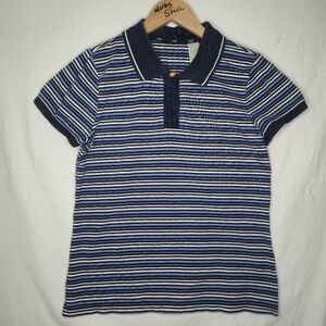 Liz Claiborne Lizgolf Ladies Short Sleeve Blue Striped Golf Tee Size Small